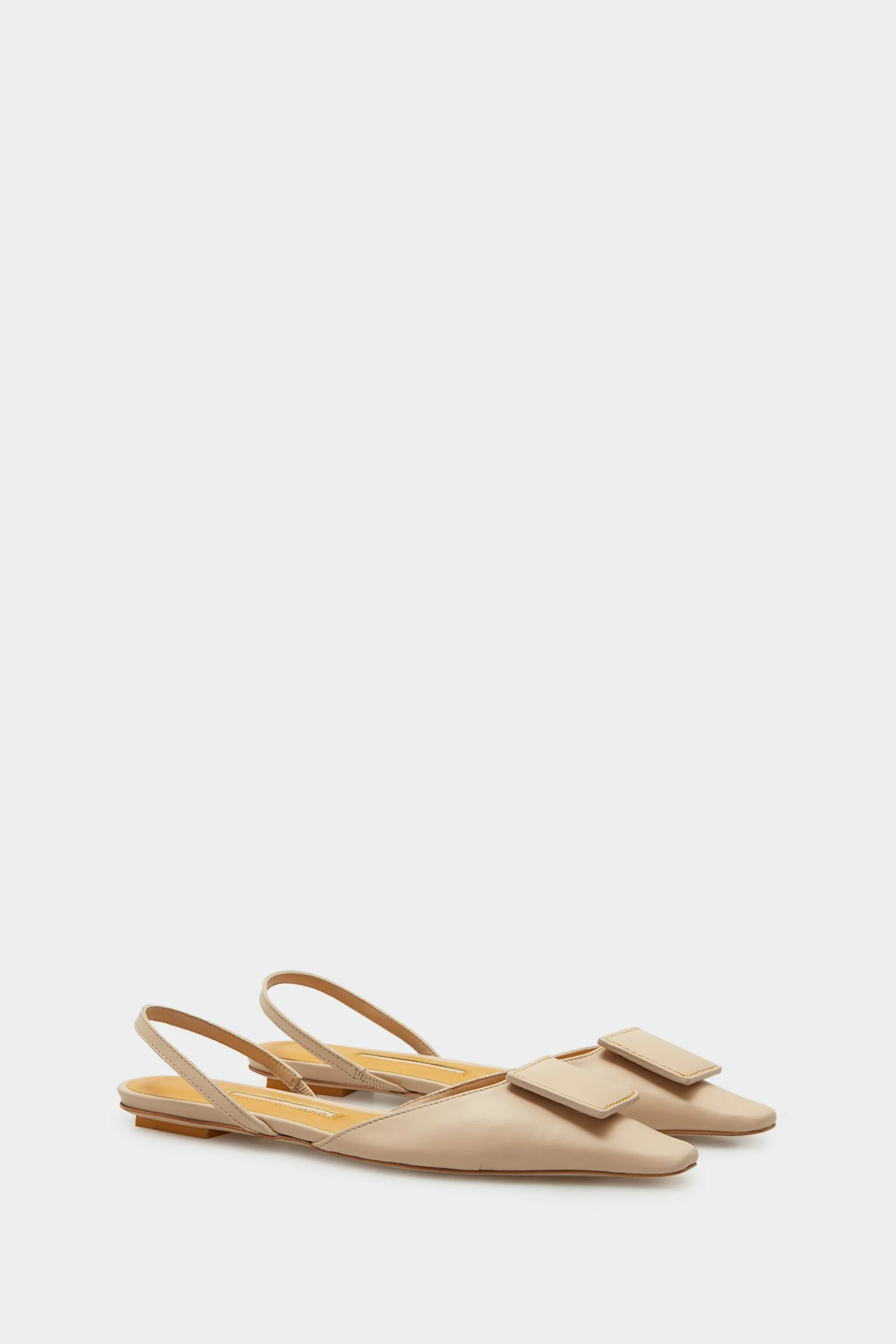 Cube heel open-back leather shoe