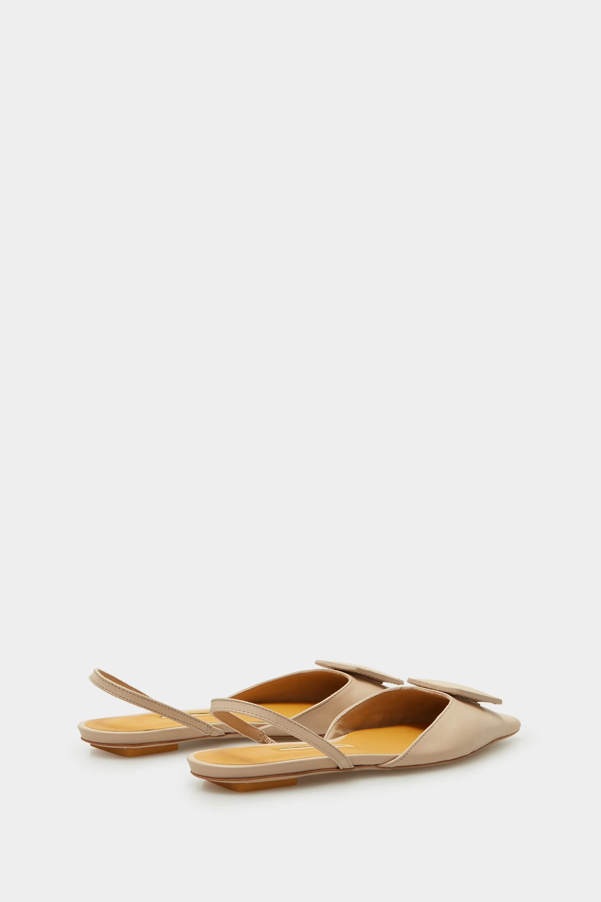 Cube heel open-back leather shoe