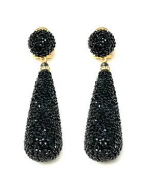 Long Black Tear Drop Earrings Madrid Women's
